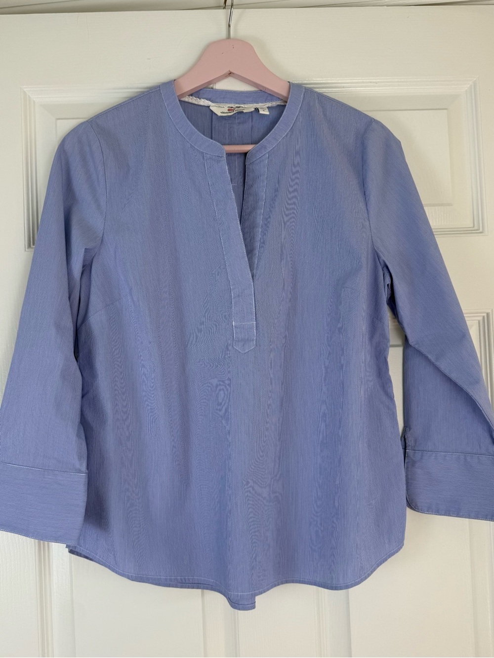 Vineyard Vines Blue Women's Split-Neck Popover Top Small